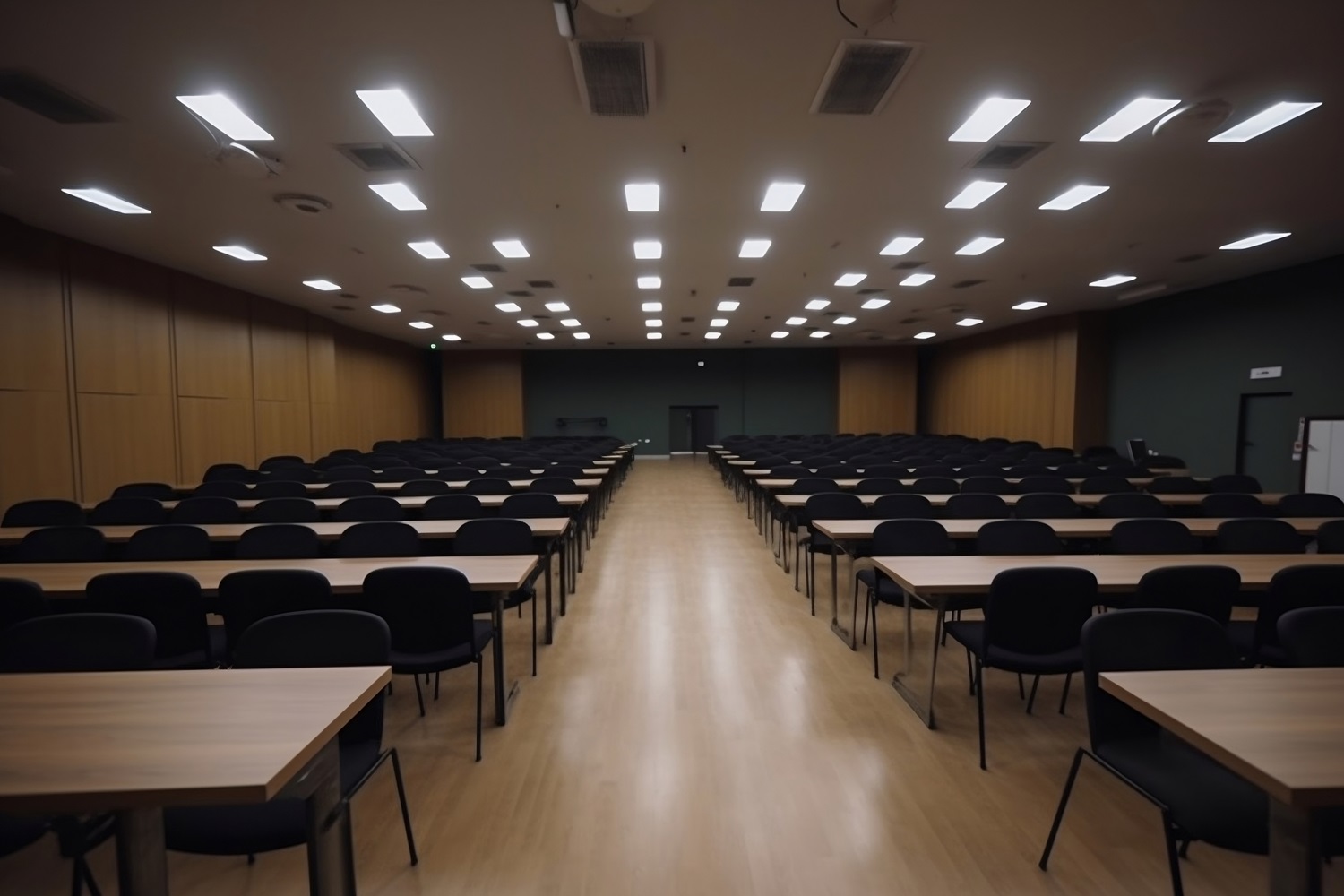 empty conference hall interior with stage ready lecture generative ai